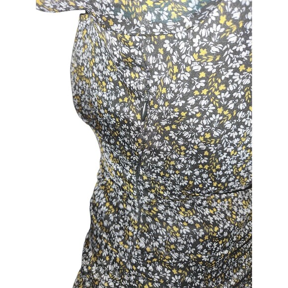 ASTR the Label Mini Dress Ditsy Floral Long Sleeve Ruched Ruffle Hem Black Large - Picture 6 of 8